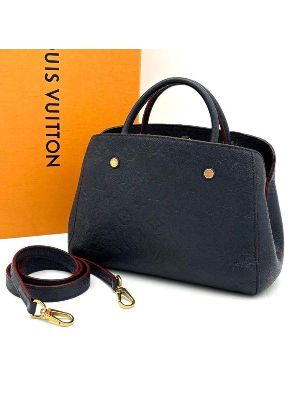 Louis Vuitton Montaigne BB Monogram Empreinte Navy Handbag